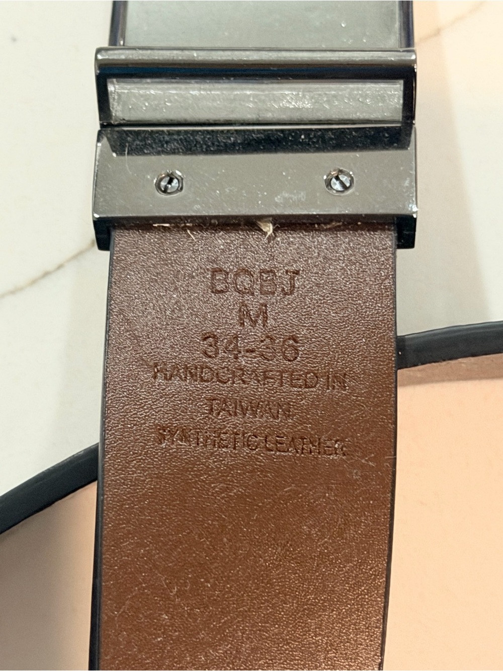 Men’s Guess Faux Black Leather Belt with Silver-Tone Buckle -34/36